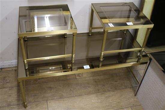 A nest of three mirrored tables W.101cm